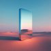 ai generated, mirror, desert, projection, view, illusion, nature, fantasy, space, perspective, light, horizon, landscape, background