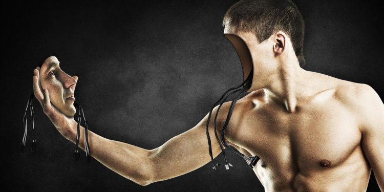 man, face, surreal, imagination, fantasy, shirtless, facial expression, body, human, male, technology, robot, muscles, sci-fi, science fiction, robotics, artificial intelligence